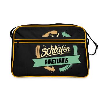Sport Design Ringtennis RAHMENLOS Geschenk Hobby - Retro Tasche - Schwarz/Gold - Vorne