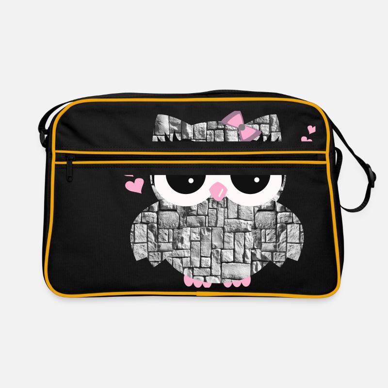 Eule_Stein - Retro Tasche - Schwarz/Gold
