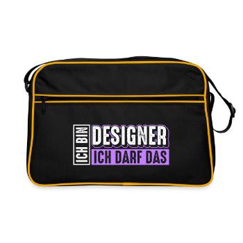Designer | Ich bin Designer ich darf das - Retro Tasche - Schwarz/Gold - Vorne