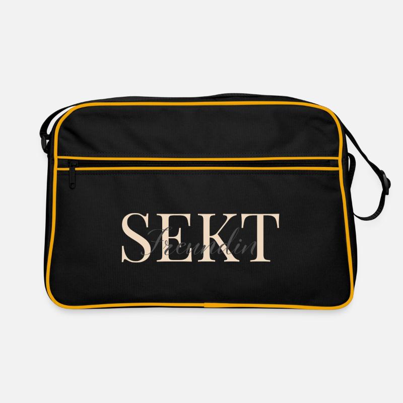 Sparkling wine lover cream and grey Retro Bag
