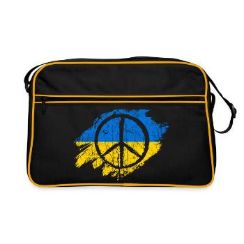 Ukraine Frieden Peace Flagge - Retro Tasche - Schwarz/Gold - Vorne