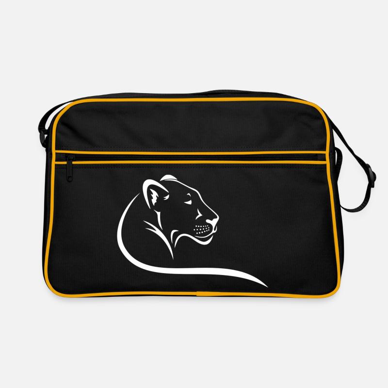 Löwin - Retro Tasche - Schwarz/Gold