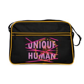Unique person – Just one World. - Retro Bag - black/gold - Front