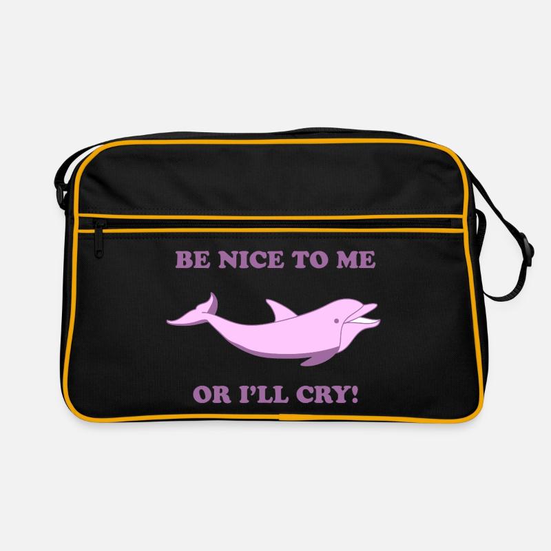 Süßer Delfin – Be Nice to Me or I’ll Cry Retro Tasche