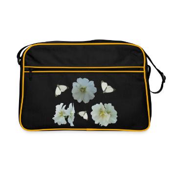 Hollyhocks with butterflies - Retro Bag - black/gold - Front
