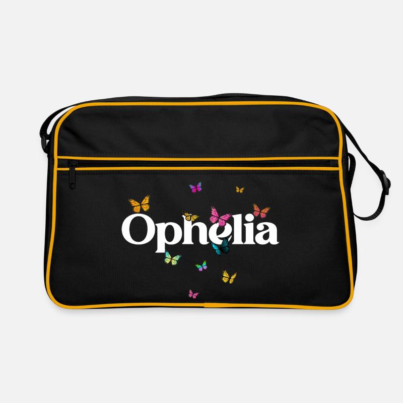 Schöner Mädchenname OPHELIA mit Schmetterlingen  Retro Tasche