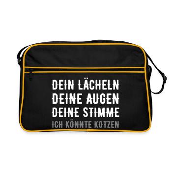 Your smile, your voice, your eyes puke - Retro Bag - black/gold - Front