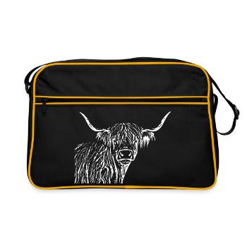Cadeau de bovins Highland écossais - Sac Retro - noir/or - Devant