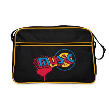 Lettrage musical 3D dans le style graffiti - Sac Retro - noir/or - Devant