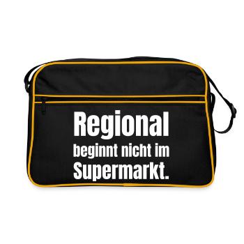 Régionalité au lieu de norme supermarché - Sac Retro - noir/or - Devant