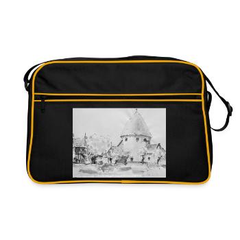 Ols Kirke, Bornholm - Retro Bag - black/gold - Front