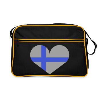 Drapeau finlandais en forme de cœur - Sac Retro - noir/or - Devant