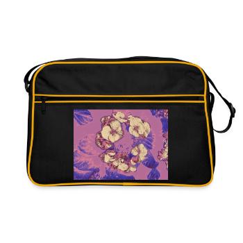 Pastel Blossoms Gold Sketch - Retro Bag - black/gold - Front