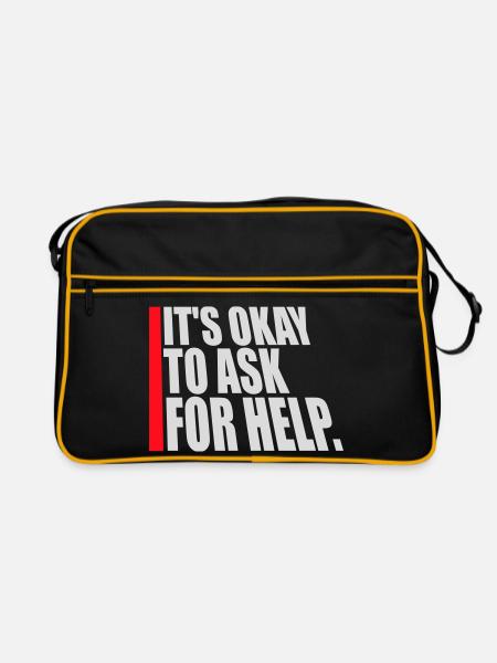 It's Okay To Ask For Help Help Questions Saying Logo - Retro Bag - black/gold - Front