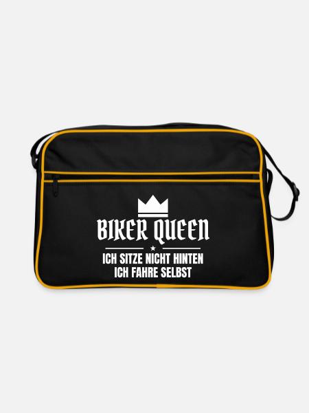 Biker Queen – Ich fahre selbst - Retro Tasche - Schwarz/Gold