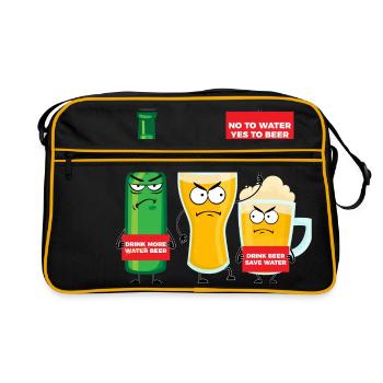 Save Water Drink Beer - Retro Tasche - Schwarz/Gold - Vorne