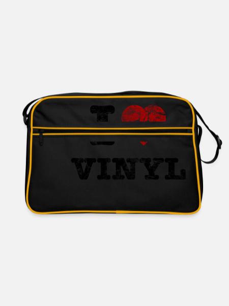 i_love_vinyl_vintage - Retro Tasche - Schwarz/Gold - Vorne