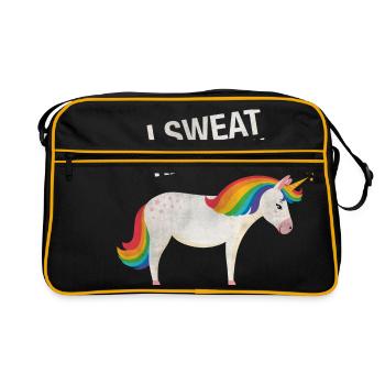 I Sweat Rainbow | Cool Unicorn Retro Vintage Style - Retro Tasche - Schwarz/Gold - Vorne