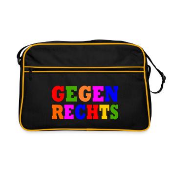 Gegen rechts - Retro Tasche - Schwarz/Gold - Vorne