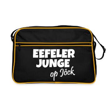 Eefeler Junge op Jöck (Weiß) Eifel Jungs - Retro Tasche - Schwarz/Gold - Vorne