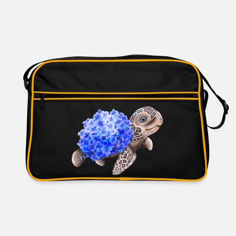 Schildkröte mit Hydrangea Hortensien Retro Tasche