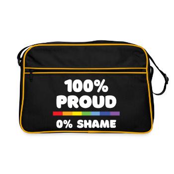 Pride Month - 100% stolz. 0% Scham - Retro Tasche - Schwarz/Gold - Vorne