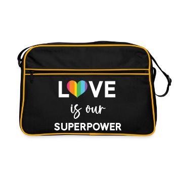 Mois de la fierté - LGBTQ+ L’amour est notre superpouvoir - Sac Retro - noir/or - Devant