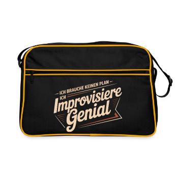 Je n’ai pas besoin d’un plan, j’improvise avec brio - Sac Retro - noir/or - Devant