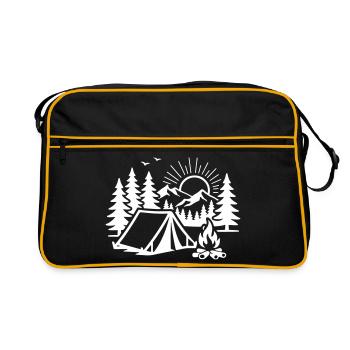 Zelt Natur Outdoor Camp - Retro Tasche - Schwarz/Gold - Vorne