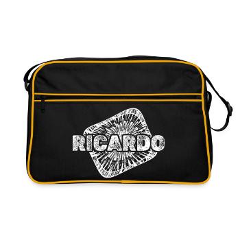 Ricardo als Babybauch - Retro Tasche - Schwarz/Gold - Vorne