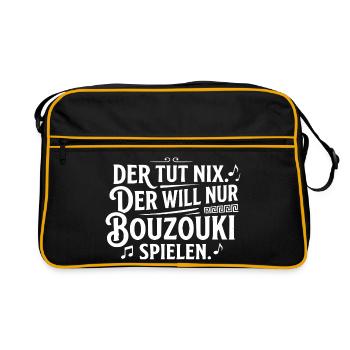 Bouzouki Will Nur Spielen Hellas Fun Greek - Retro Tasche - Schwarz/Gold - Vorne