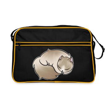 Sleeping Fluff Kitty - Retro Bag - black/gold - Front