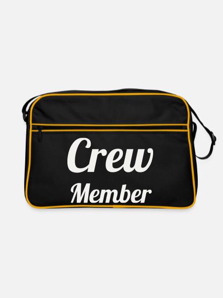 Crew Member Script Handwriting Team Staff Event - Retro Bag - black/gold - Front