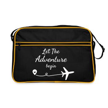 Reisen Vielflieger Urlaub Reisefieber Lustig Abent - Retro Tasche - Schwarz/Gold - Vorne