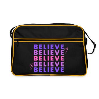 Inspirational Believe Gradient Typography - Retro Bag - black/gold - Front