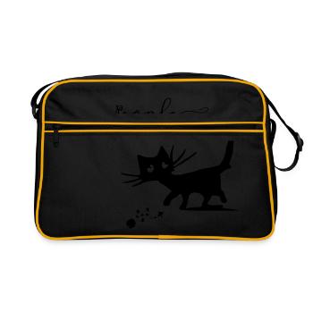 Cadeau d'amant de chat de chat drôle disant: Les gens sucent - Sac Retro - noir/or - Devant