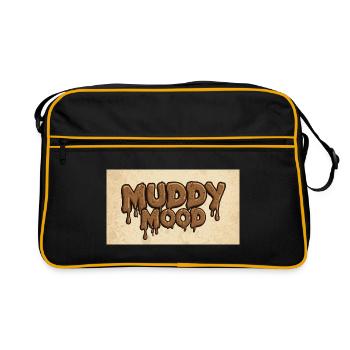 Muddy Mood Schriftzug Design - Retro Tasche - Schwarz/Gold - Vorne