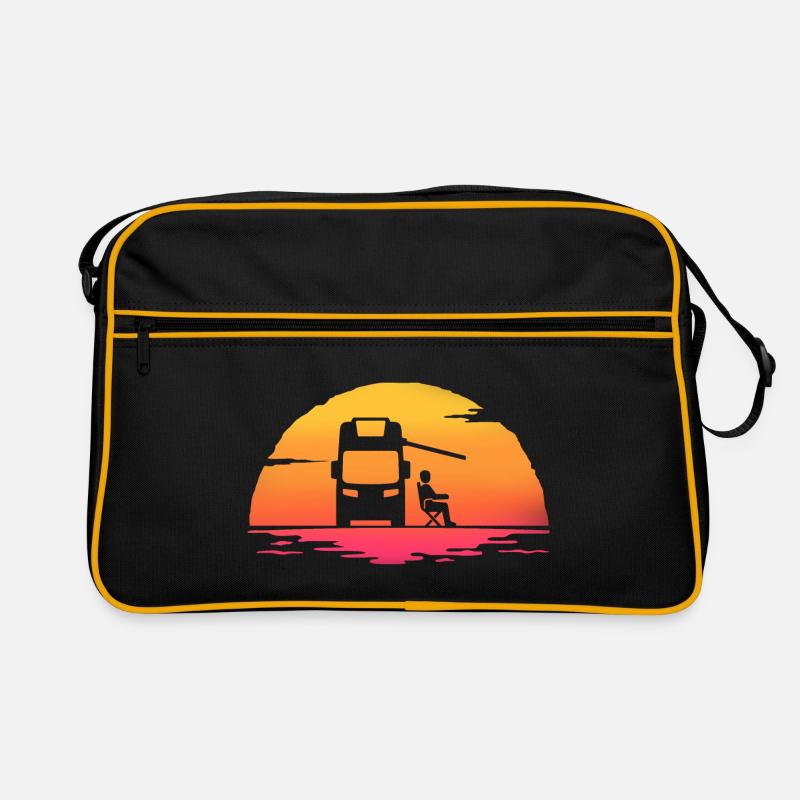sunrise camper camping motorhome Retro Bag