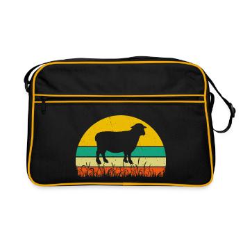 Retro Schaf T-Shirt Schaf - Retro Tasche - Schwarz/Gold - Vorne
