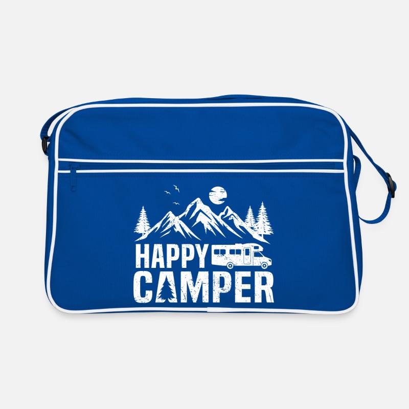 Happy Camper Camper Camping T-Shirt Retro Tasche