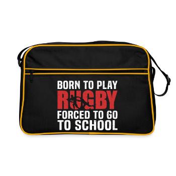 né pour jouer au rugby forcé d’aller à l’école - Sac Retro - noir/or - Devant
