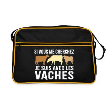 si vous me cherchez je suis avec les vaches - Sac Retro - noir/or - Devant
