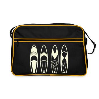 Minimalistische abstrakte Surfbretter - Retro Tasche - Schwarz/Gold - Vorne
