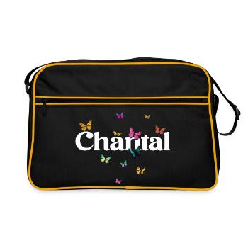 Beautiful girl name with butterflies CHANTAL - Retro Bag - black/gold - Front