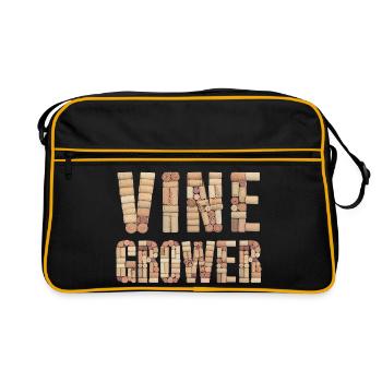 Vine Grower – Natural Cork Typography - Retro Bag - black/gold - Front
