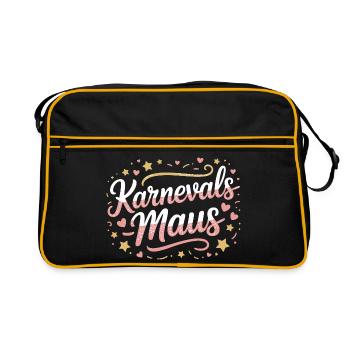 Karnevalsmaus Karneval Köln Kölner Karnevals Maus - Retro Tasche - Schwarz/Gold - Vorne