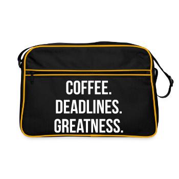 CAFÉ. DÉLAIS. GRANDEUR. | Greyline Officiel - Sac Retro - noir/or - Devant