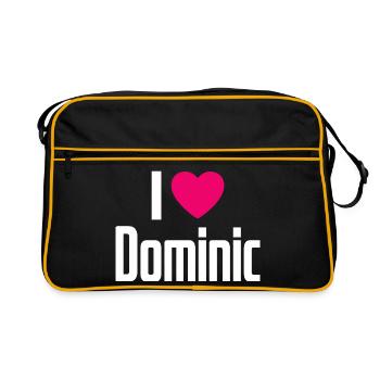 I Love Dominic Pink Heart I Love Dominic - Retro Bag - black/gold - Front