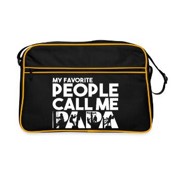 Papa Line Worker Electrical Lineman Silhouette - Retro Bag - black/gold - Front