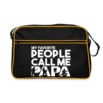 Meine Lieblingsleute nennen mich Papa Leadgitarrist - Retro Tasche - Schwarz/Gold - Vorne